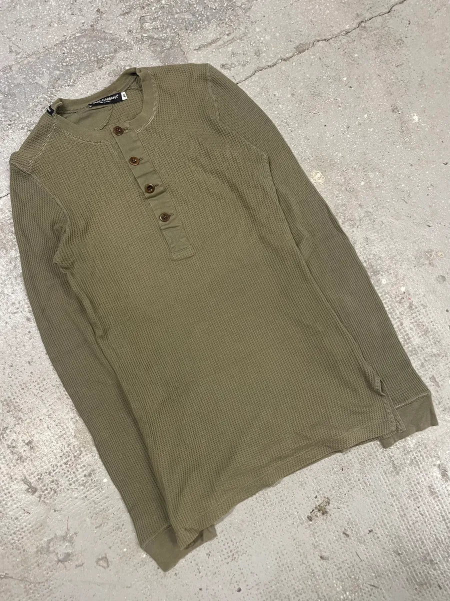 2000s Dolce & Gabbana Waffle Thermal Buttoned Longsleeves Henley (XS/S) 5