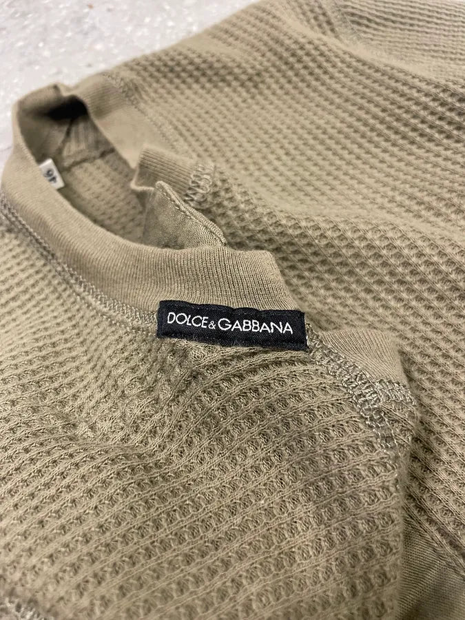 2000s Dolce & Gabbana Waffle Thermal Buttoned Longsleeves Henley (XS/S) 6