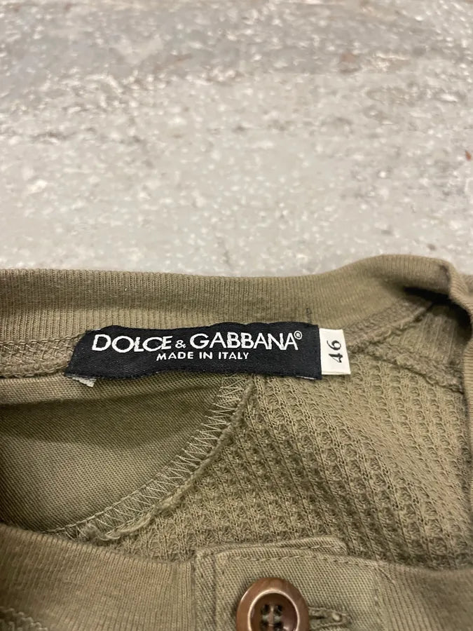2000s Dolce & Gabbana Waffle Thermal Buttoned Longsleeves Henley (XS/S) 7