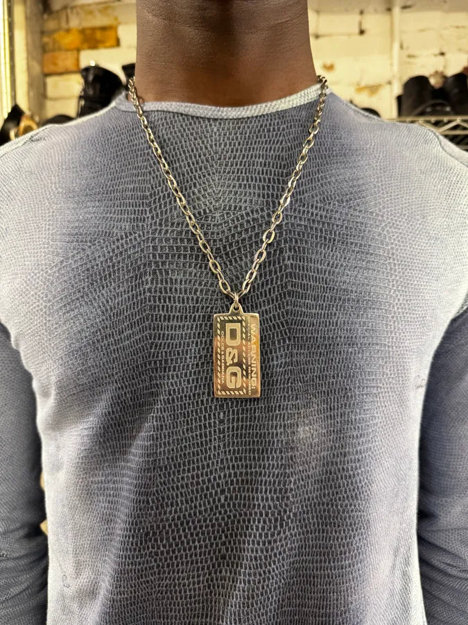 2000s Dolce & Gabbana Warning Dog Tag Necklace TFSuMTz 0