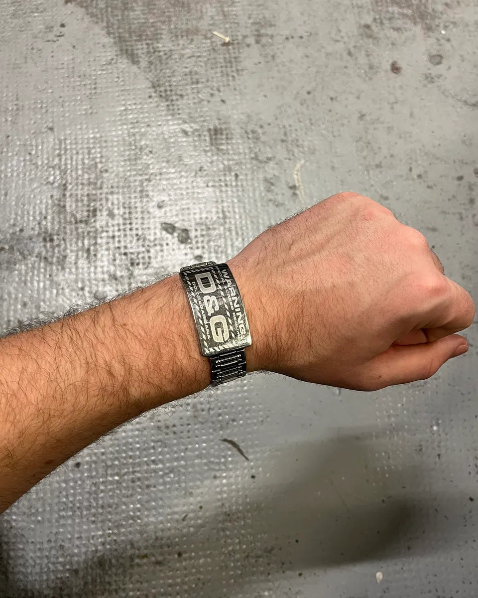2000s Dolce & Gabbana Warning Stainless Steel Bracelet EtbXjHg 0