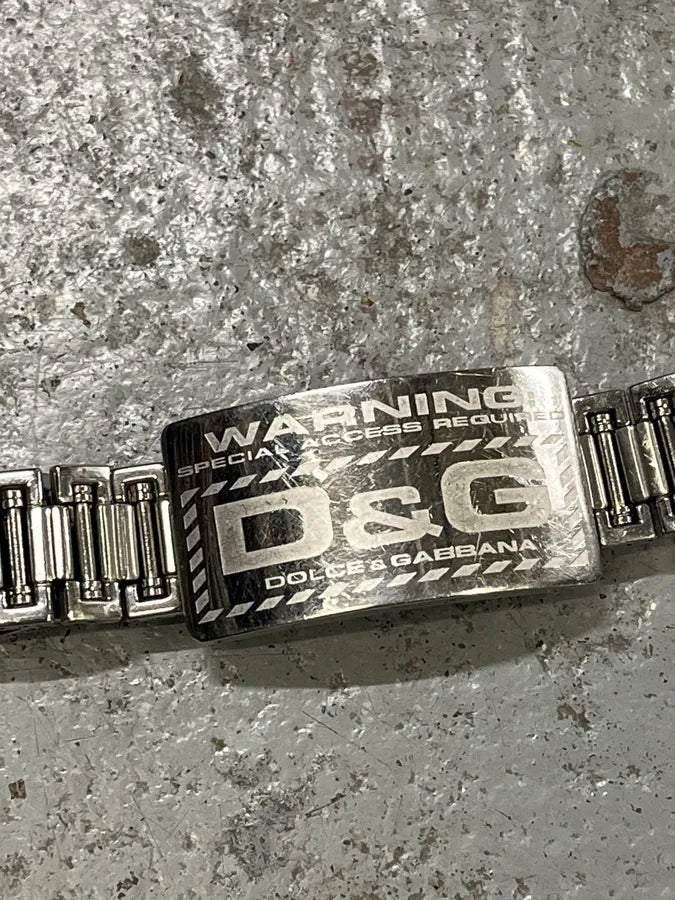 2000s Dolce & Gabbana Warning Stainless Steel Bracelet EtbXjHg 4