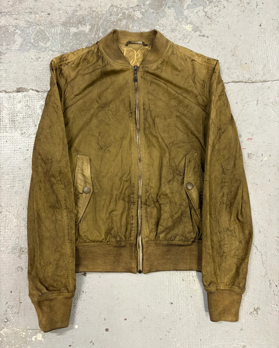 2000s Dolce & Gabbana Waxed Dirty Bomber Jacket CPIbawm 0