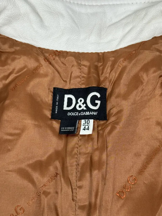 2000s Dolce & Gabbana White & Beige Fur Biker Leather Jacket JvNihRF 9