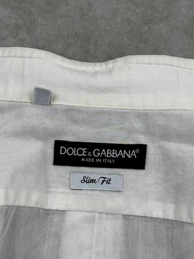 2000s Dolce & Gabbana White & Black Shoulder Lines Shirt sNlToKt 8