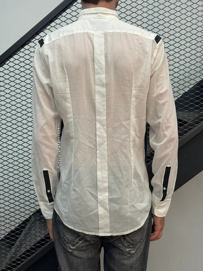 2000s Dolce & Gabbana White & Black Shoulder Lines Shirt sNlToKt 3