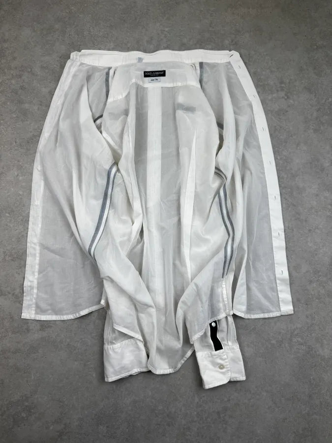 2000s Dolce & Gabbana White & Black Shoulder Lines Shirt sNlToKt 6