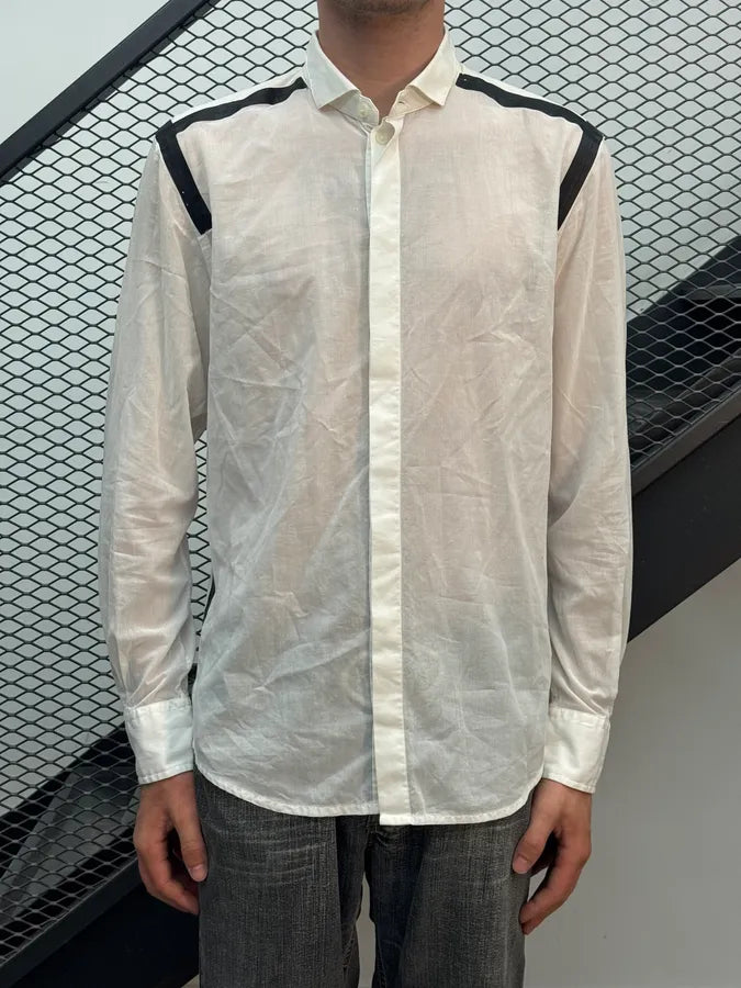 2000s Dolce & Gabbana White & Black Shoulder Lines Shirt sNlToKt 2