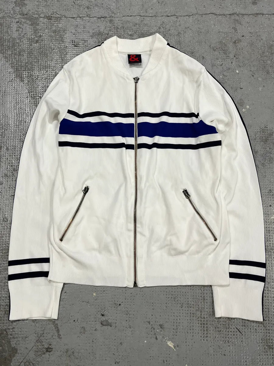 2000s Dolce & Gabbana White & Blue Striped Zip-up Cardigan Arxsnew 2