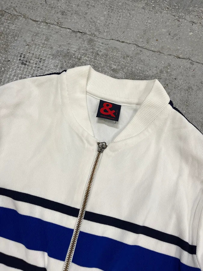 2000s Dolce & Gabbana White & Blue Striped Zip-up Cardigan Arxsnew 4