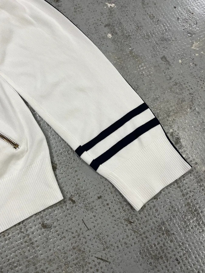 2000s Dolce & Gabbana White & Blue Striped Zip-up Cardigan Arxsnew 5