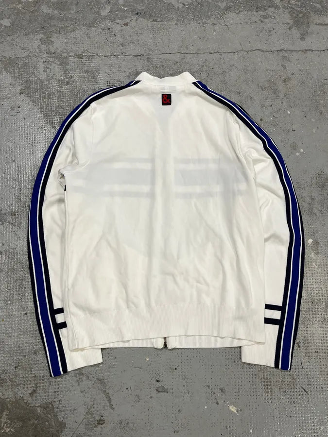 2000s Dolce & Gabbana White & Blue Striped Zip-up Cardigan Arxsnew 6