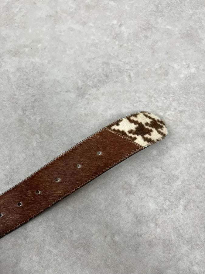 2000s Dolce & Gabbana White & Brown Pony Hair Leather Belt nVMtMtX 5