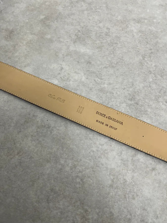 2000s Dolce & Gabbana White & Brown Pony Hair Leather Belt nVMtMtX 7
