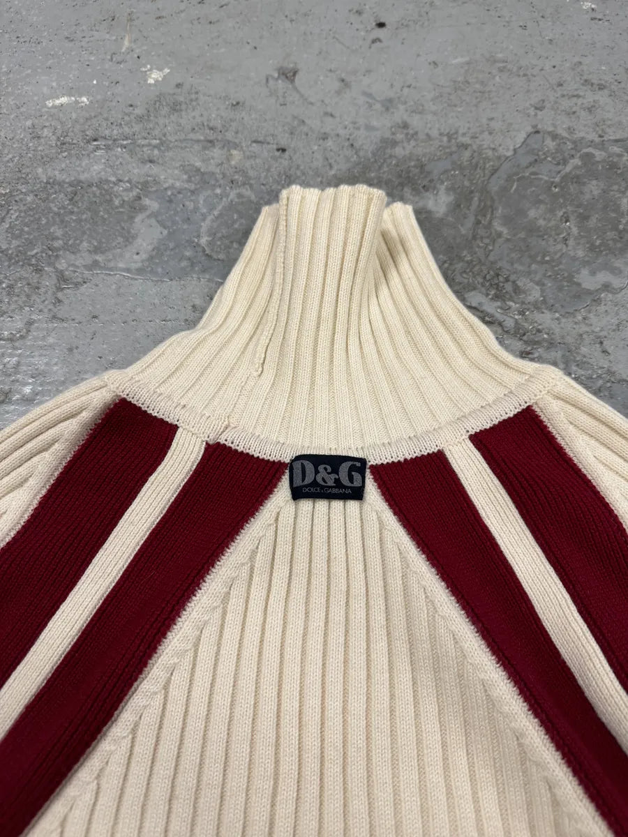2000s Dolce & Gabbana White & Red Lined Turtleneck CRTOaSG 5