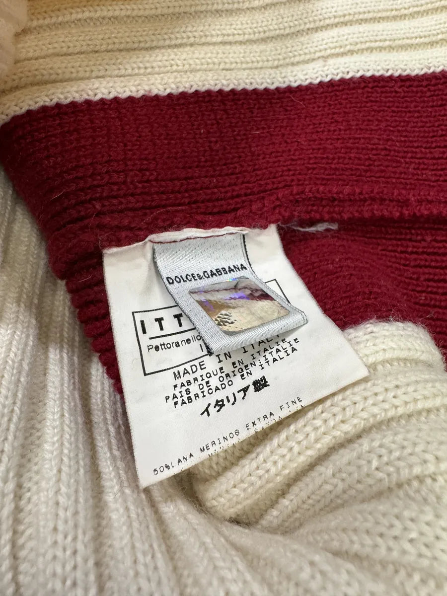 2000s Dolce & Gabbana White & Red Lined Turtleneck CRTOaSG 8