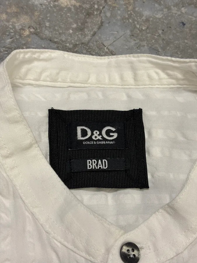 2000s Dolce & Gabbana White 3D Relief Mao Shirt tRoegsw 7