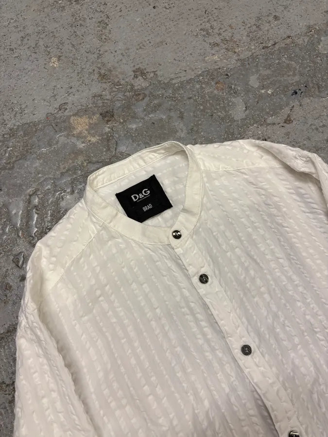 2000s Dolce & Gabbana White 3D Relief Mao Shirt tRoegsw 4