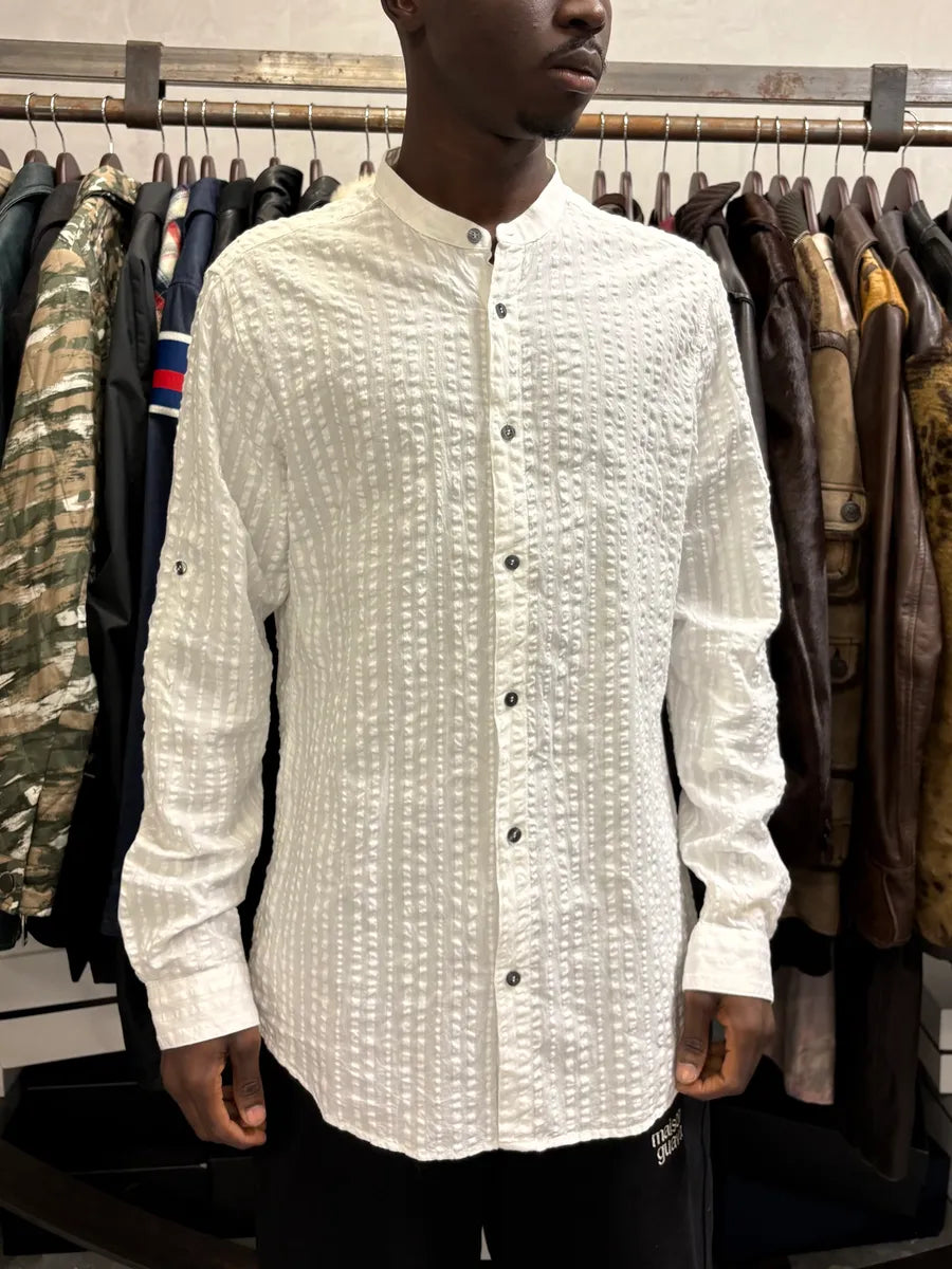 2000s Dolce & Gabbana White 3D Relief Mao Shirt tRoegsw 0