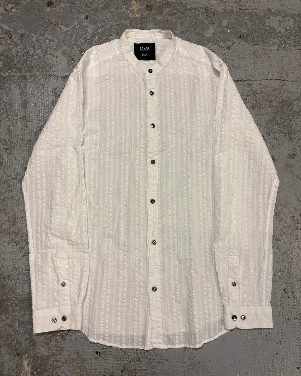 2000s Dolce & Gabbana White 3D Relief Mao Shirt tRoegsw 2