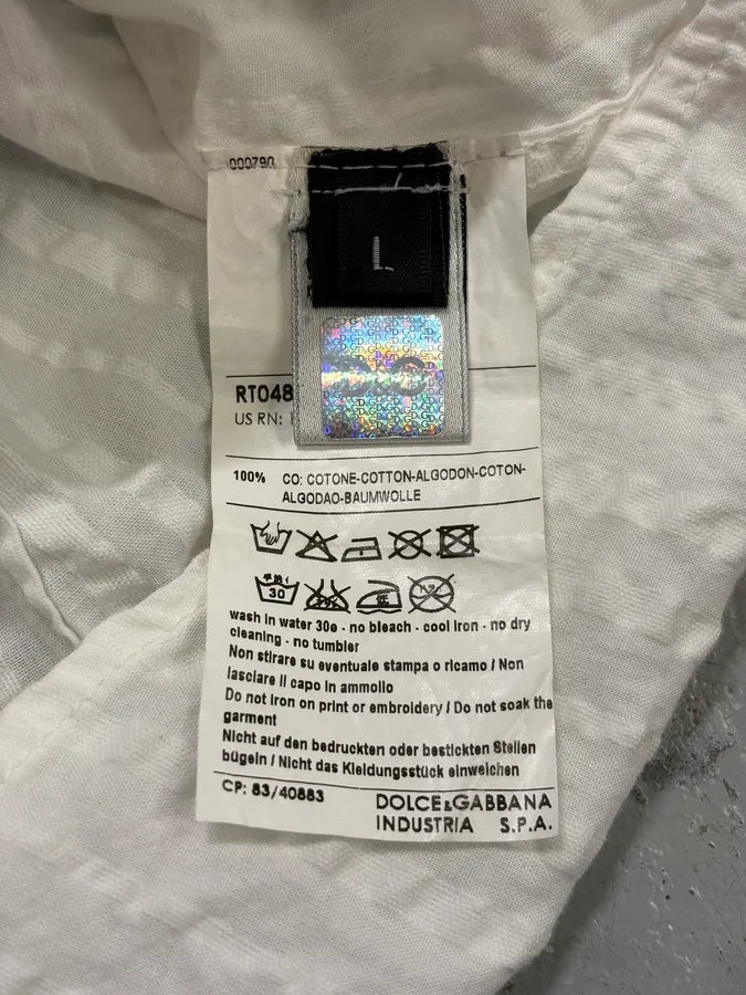 2000s Dolce & Gabbana White 3D Relief Mao Shirt tRoegsw 8