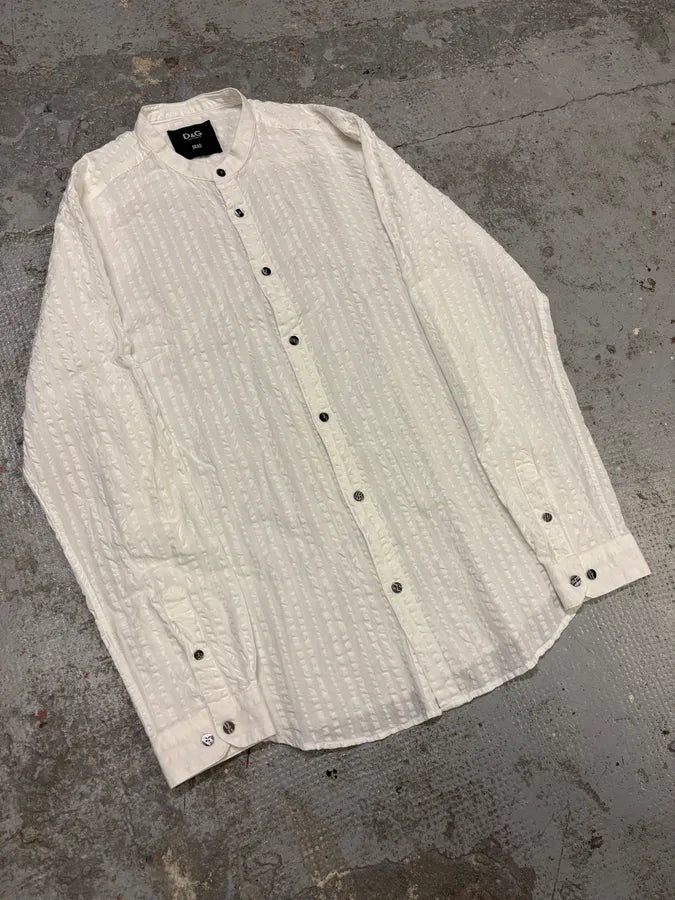 2000s Dolce & Gabbana White 3D Relief Mao Shirt tRoegsw 3