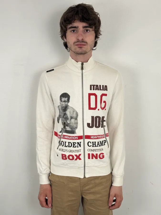 2000s Dolce & Gabbana White Ali Boxer Zip-up Sweater ciIxjtS 1