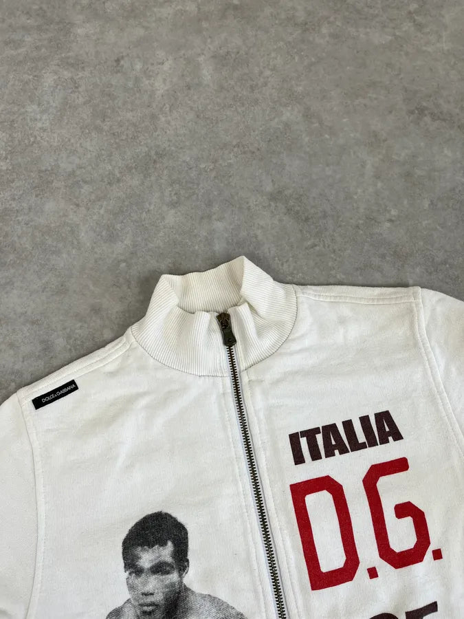 2000s Dolce & Gabbana White Ali Boxer Zip-up Sweater ciIxjtS 3