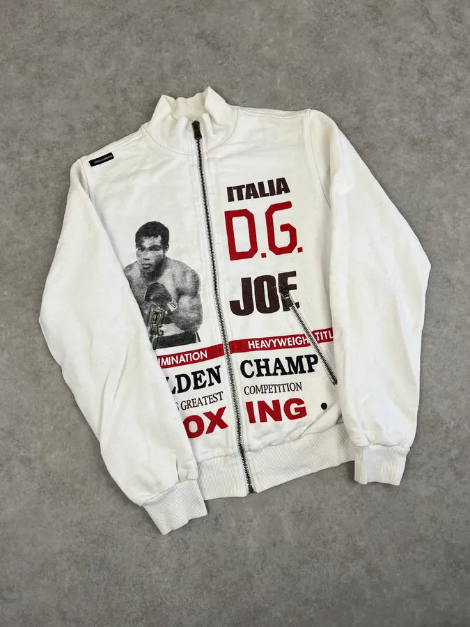 2000s Dolce & Gabbana White Ali Boxer Zip-up Sweater ciIxjtS 4