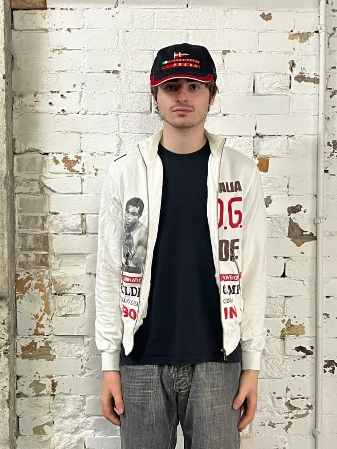 2000s Dolce & Gabbana White Boxer Zip-up Sweater QooxQFl 1