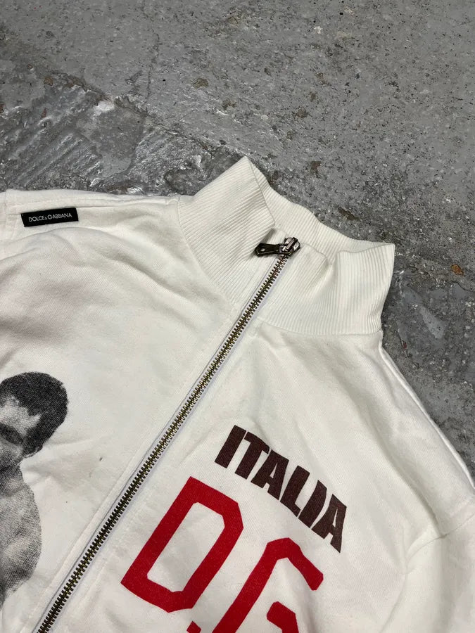 2000s Dolce & Gabbana White Boxer Zip-up Sweater QooxQFl 4
