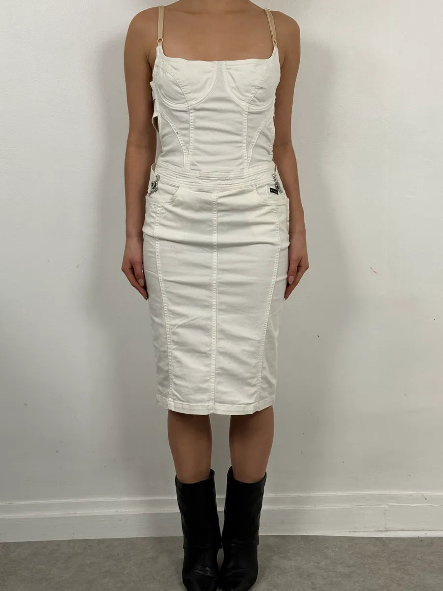 2000s Dolce & Gabbana White Cargo Bondage Dress VtflWIQ 0