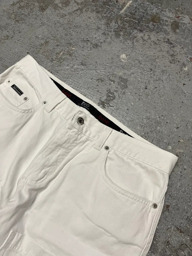 2000s Dolce & Gabbana White Cargo Pants twoznen 5