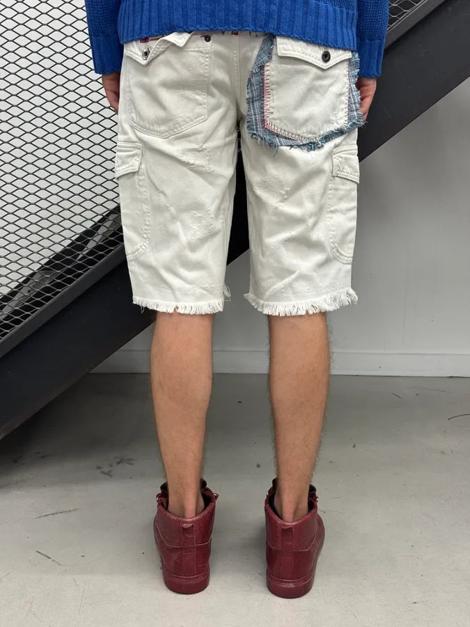 SS2006 Dolce & Gabbana White Cotton Cargo Multi-Pocket Short OPihTIu 3
