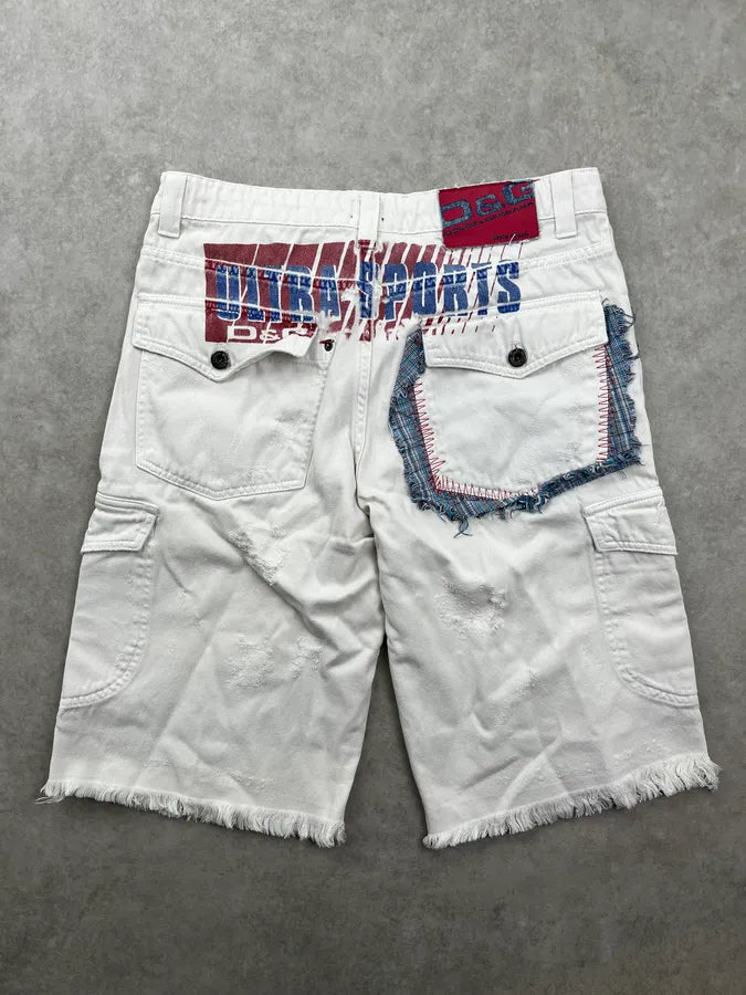 SS2006 Dolce & Gabbana White Cotton Cargo Multi-Pocket Short OPihTIu 4
