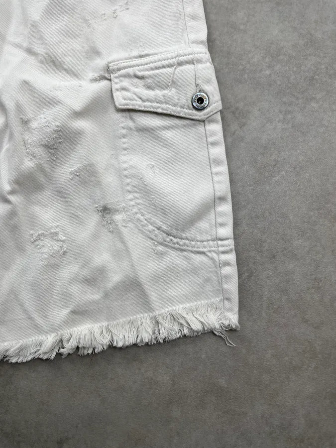 SS2006 Dolce & Gabbana White Cotton Cargo Multi-Pocket Short OPihTIu 6