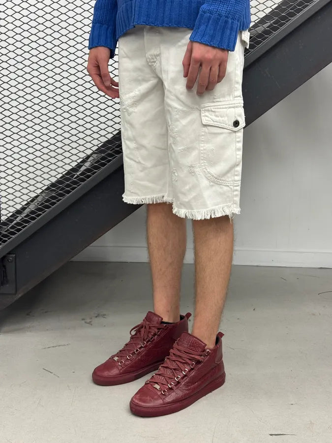 SS2006 Dolce & Gabbana White Cotton Cargo Multi-Pocket Short OPihTIu 2