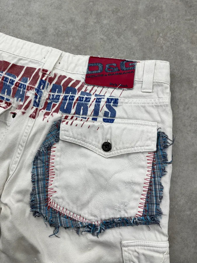 SS2006 Dolce & Gabbana White Cotton Cargo Multi-Pocket Short OPihTIu 7