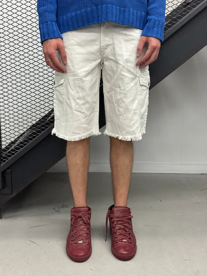 SS2006 Dolce & Gabbana White Cotton Cargo Multi-Pocket Short OPihTIu 1