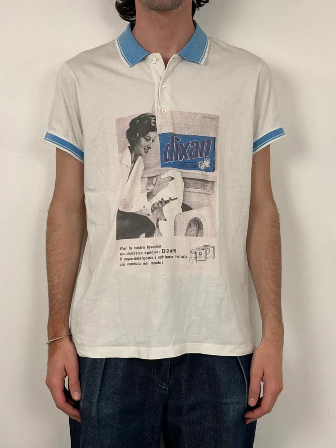 2000s Dolce & Gabbana White Dixan Washing Graphic Polo ykqYsVy 1