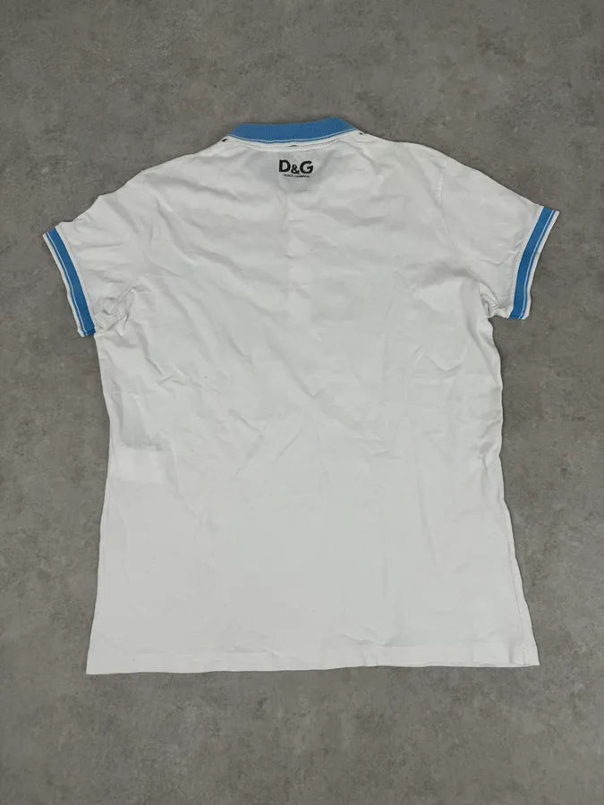 2000s Dolce & Gabbana White Dixan Washing Graphic Polo ykqYsVy 4