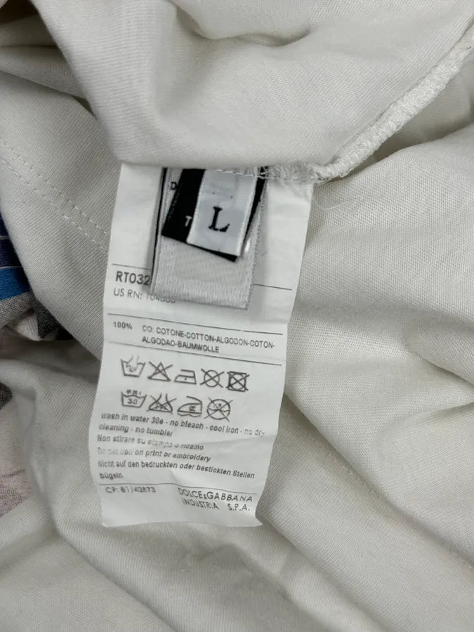2000s Dolce & Gabbana White Dixan Washing Graphic Polo ykqYsVy 7