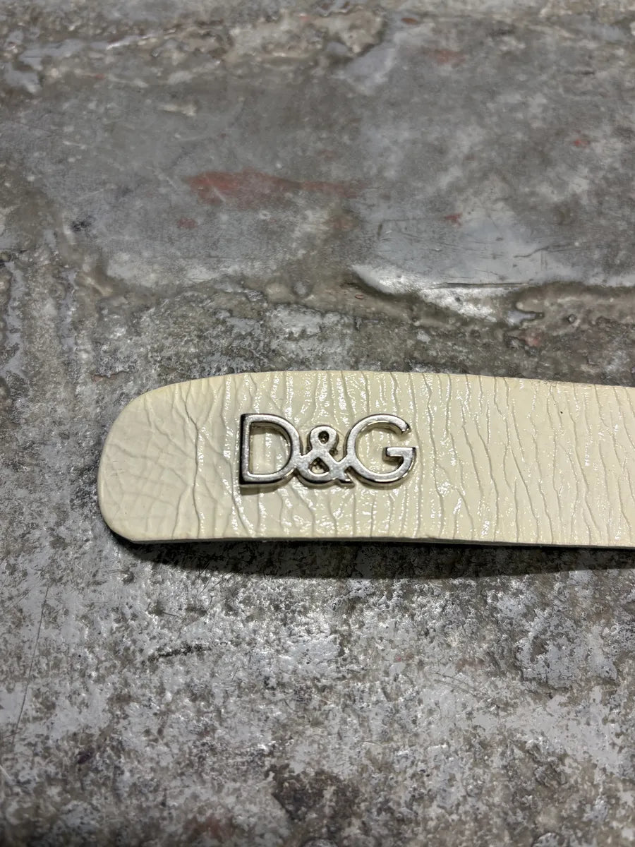 2000s Dolce & Gabbana White Cracked Strawberry Leather Belt (OS) ALJyQqm 6