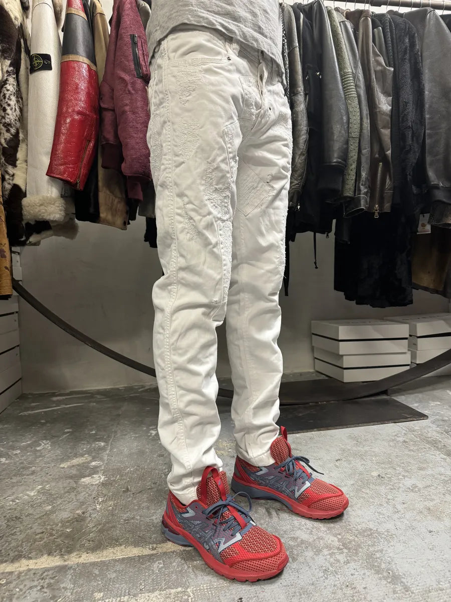 2000s Dolce & Gabbana White Destroyed Patches Denim Jeans (M) CubMkWW 0