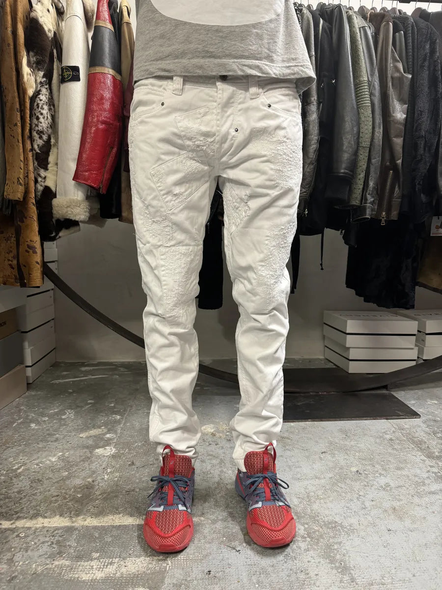 2000s Dolce & Gabbana White Destroyed Patches Denim Jeans (M) CubMkWW 2