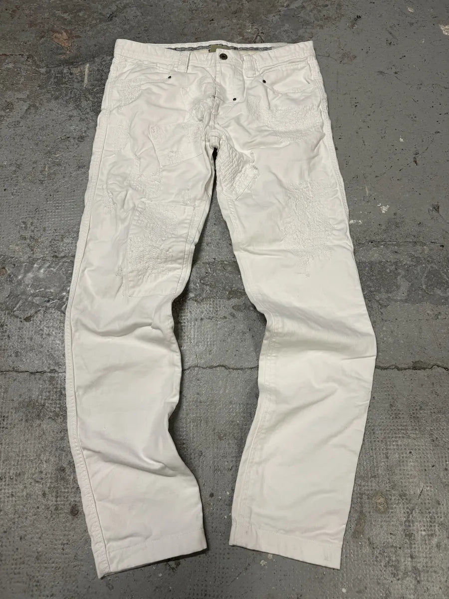 2000s Dolce & Gabbana White Destroyed Patches Denim Jeans (M) CubMkWW 3