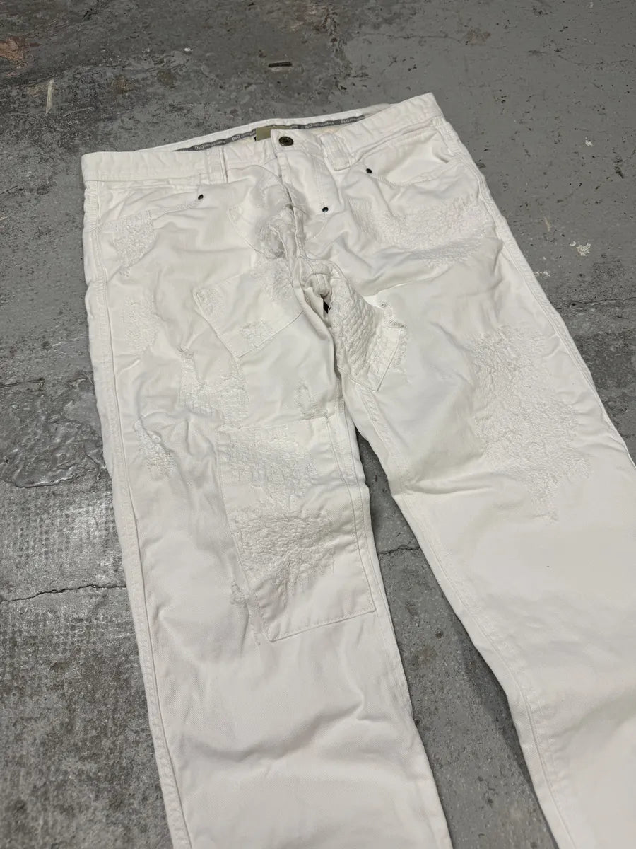 2000s Dolce & Gabbana White Destroyed Patches Denim Jeans (M) CubMkWW 9