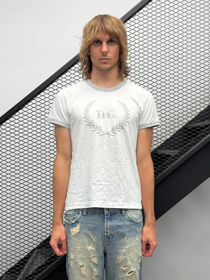 2000s Dolce & Gabbana White DG Academy T-Shirt iGDjIpO 0