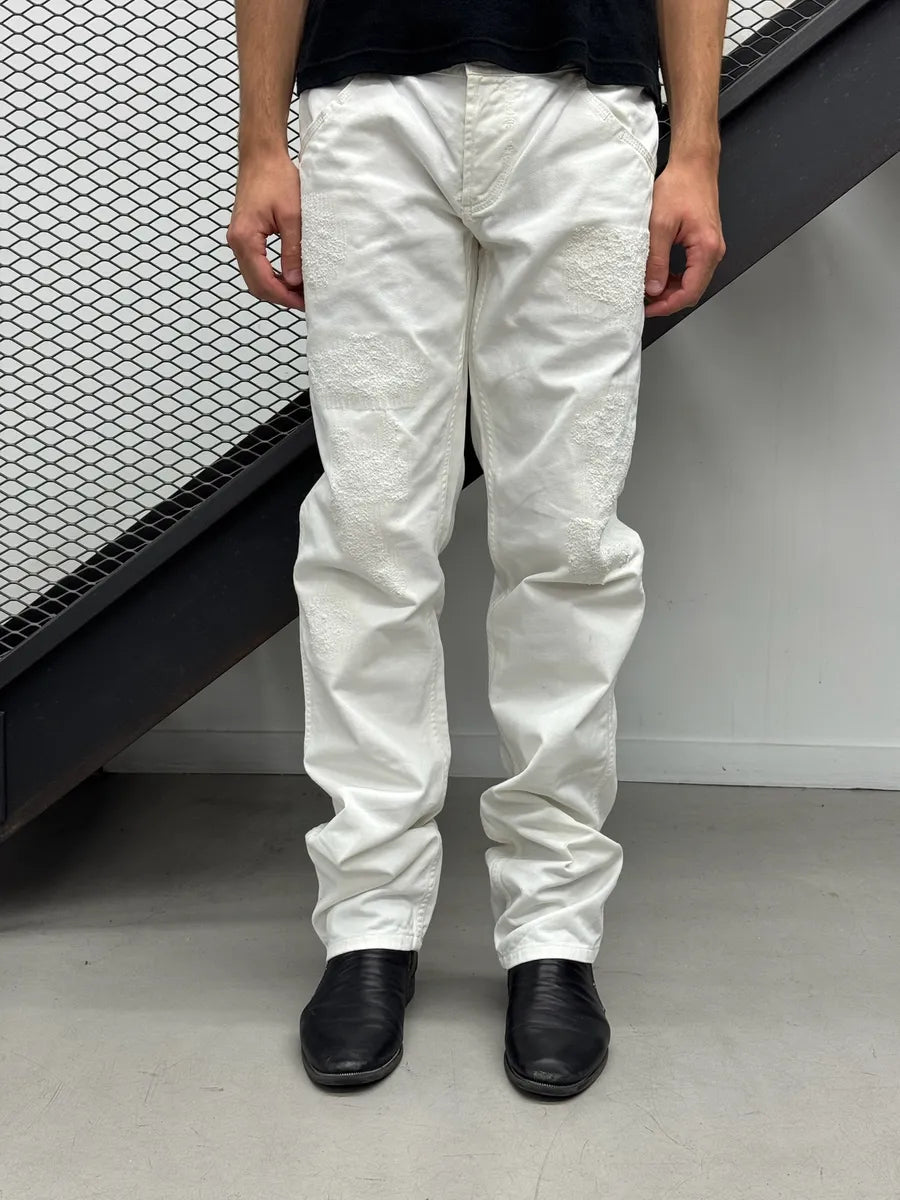 2000s Dolce & Gabbana White Distressed Denim Jeans miPmYrZ 0
