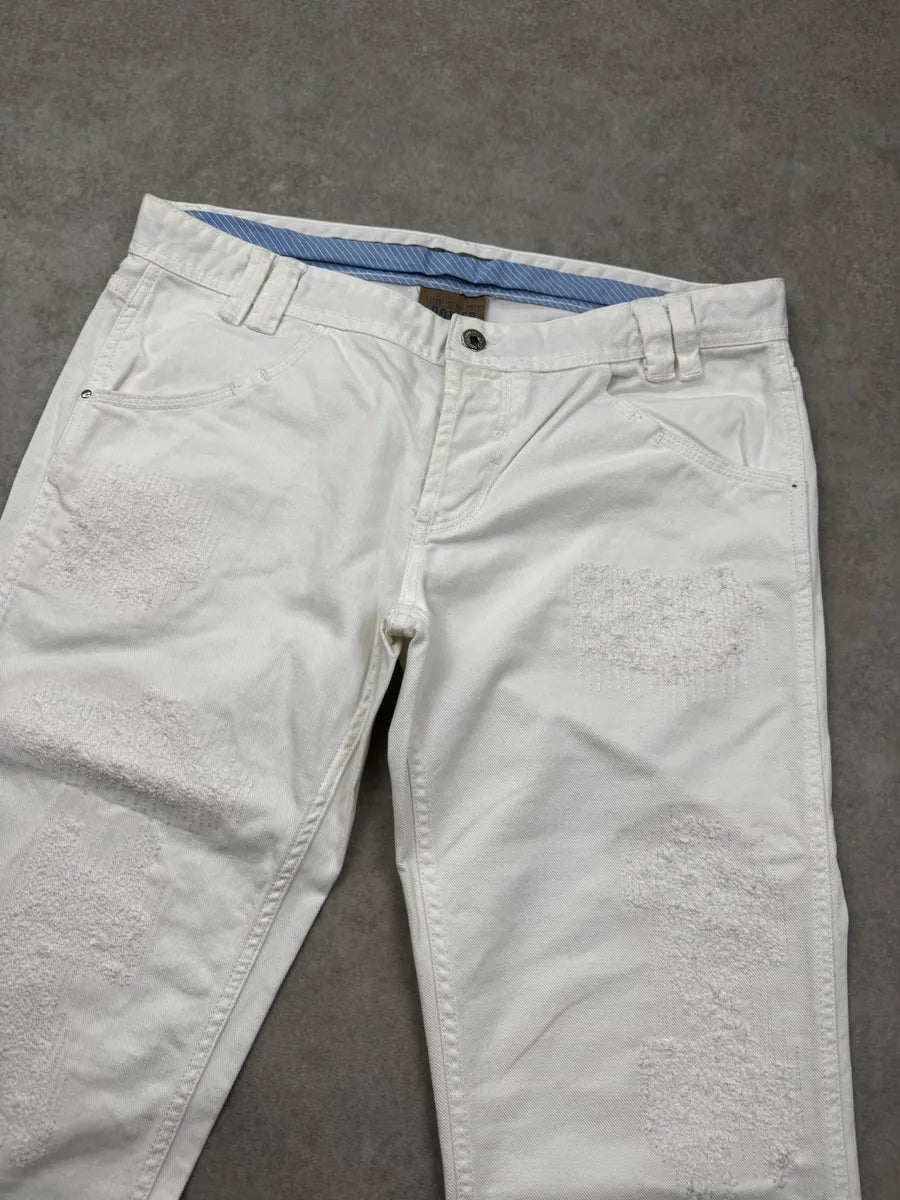 2000s Dolce & Gabbana White Distressed Denim Jeans miPmYrZ 5
